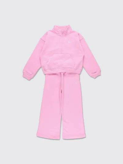 Nike Kids'  Boy's 2-piece Cotton Blend Tracksuit With Contrast Logo In Pink