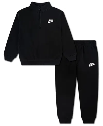 Nike Kids' Boy 4-7 Logo Detail Sweatshirt And Jogger Pants, 2-piece Set In Black