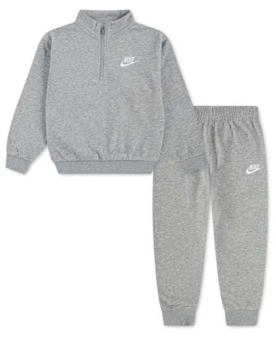 Nike Kids' Boy 4-7 Logo Detail Sweatshirt And Jogger Pants, 2-piece Set In Gray