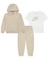 Nike Boy 4-7 Long-sleeve Hoodie, T-shirt And Jogger Pants, 3-piece Set In Multi