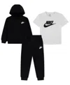 Nike Boy 4-7 Long-sleeve Hoodie, T-shirt And Jogger Pants, 3-piece Set In Multi