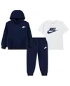 Nike Boy 4-7 Long-sleeve Hoodie, T-shirt And Jogger Pants, 3-piece Set In Multi