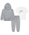 Nike Boy 4-7 Long-sleeve Hoodie, T-shirt And Jogger Pants, 3-piece Set In Multi