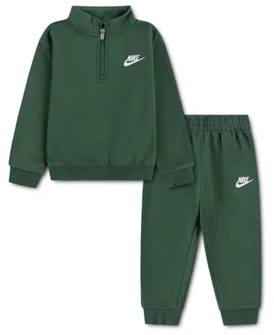 Nike Babies' Boy Toddler 2t-4t Logo Detail Sweatshirt And Jogger Pants, 2-piece Set In Green
