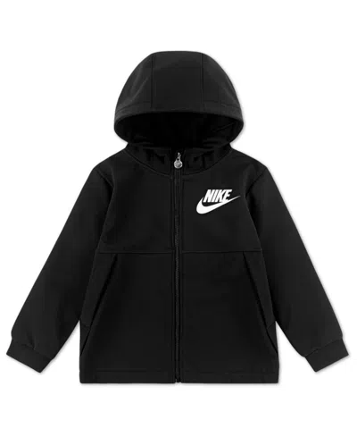Nike Kids' Boys 2t-5 Hooded Full-zip Fleece Jacket In Black