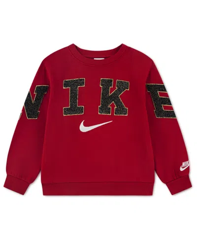 NIKE BOYS 2T-7 CLUB CHENILLE FLEECE CREWNECK SWEATSHIRT