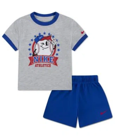 Nike Babies' Boys 2t 7 Dri Fit Baseball Character Short Sleeve T Shirt Shorts 2 Piece Set In Multi