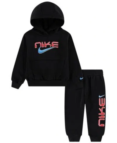 Nike Babies' Boys 2t 7 Stock Fleece Pullover Hoodie Joggers 2 Piece Set In Black
