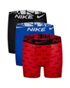 Nike Boys' 3 Pack Essential Boxer Briefs - Little Kid, Big Kid In University Red,black