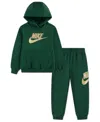 Nike Boys 4-7 2-piece Club Fleece Logo Long-sleeve Hoodie And Sweatpants Set In Green