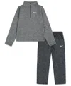 Nike Boys 4-7 2-piece Quarter-zip Sunset Fleece T-shirt And Pants Set In Gray