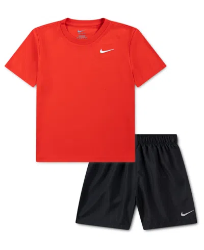 Nike Kids' Boys' 4-7 Crewneck T-shirt And Woven Shorts, 2-piece Set In Multi