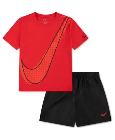Nike Kids' Boys' 4-7 Dri-fit Crewneck T-shirt And Woven Shorts, 2-piece Set In Multi