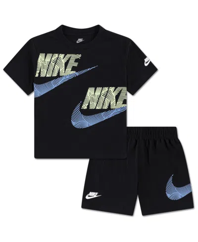 Nike Kids' Boys' 4-7 In The Zone Relaxed Crewneck T-shirt And Shorts, 2-piece Set In Black