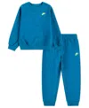 Nike Boys' 4-7 Novelty Crewneck Sweatshirt And Pants, 2-piece Set In Blue