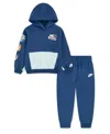 Nike Kids' Fleece Hoodie & Joggers Set In Blue
