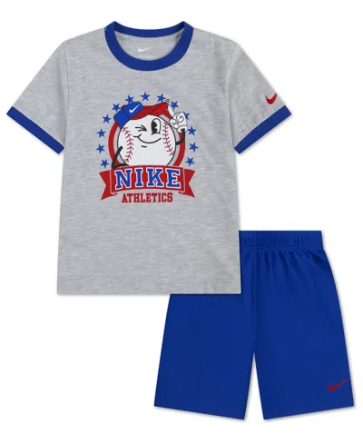 Nike Kids' Boys' 4-7 Dri-fit Baseball Character Short-sleeve T-shirt And Shorts, 2-piece Set In Multi
