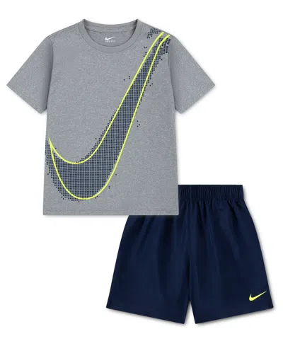 Nike Kids' Boys' 4-7 Dri-fit Crewneck T-shirt And Woven Shorts, 2-piece Set In Multi