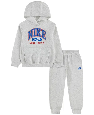 Nike Kids' Boys' 4-7 Fleece Pullover Hoodie And Joggers, 2-piece Set In White