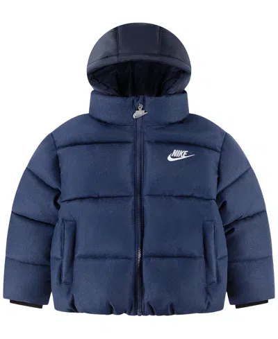 Nike Kids' Boys' 4-7 Heathered Twill Puffer Jacket In Blue