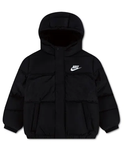 Nike Kids' Boys' 4-7 Jacquard Logo Mixed Media Puffer Jacket In Black