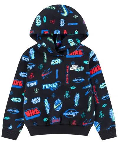 Nike Kids' Boys' 4-7 Logo Printed Pullover Hoodie In Black