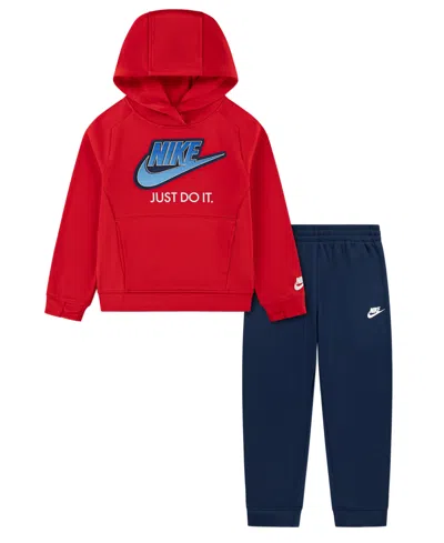Nike Kids' Boys' 4-7 Long-sleeve Dri-fit Propus Hoodie And Pants, 2-piece Set In Red