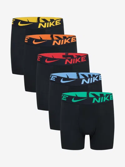Nike Kids' Big Boys Dri-fit Polyester Color Pop Boxer Briefs Underwear, 5-pack In Black
