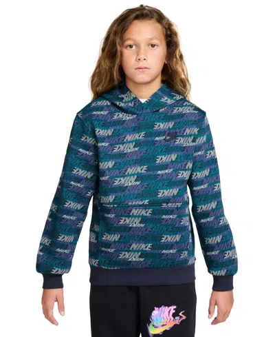 Nike Kids' Boys' 8-18 Sportswear Club Fleece Pull-on Hoodie In Blue