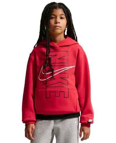 Nike Kids' Boys' 8-20 Sportswear Club Fleece Long-sleeve Hoodie In Red