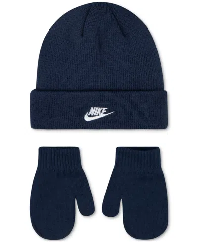Nike Kids' Boys And Girls 2t-5t Nan Futura Beanie Hat & Mittens Set In Multi