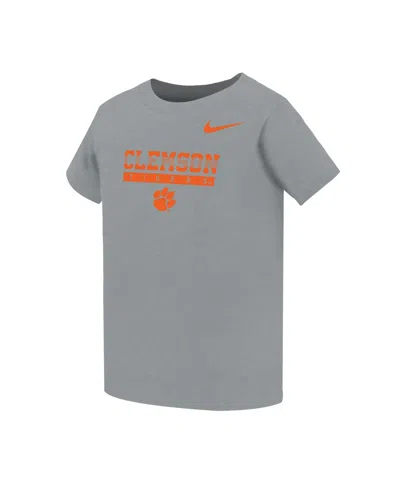 Nike Babies' Boys' And Girls' 2t-5t Clemson Tigers Name Bar Legend Dri-fit T-shirt In Gray