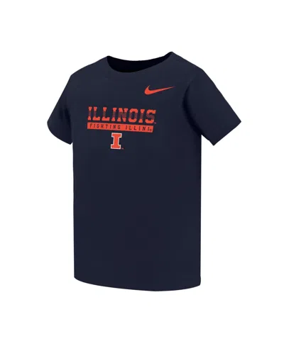 Nike Babies' Boys' And Girls' 2t-5t Illinois Fighting Illini Name Bar Legend Screen Print Athletic-fit T-shirt In Blue