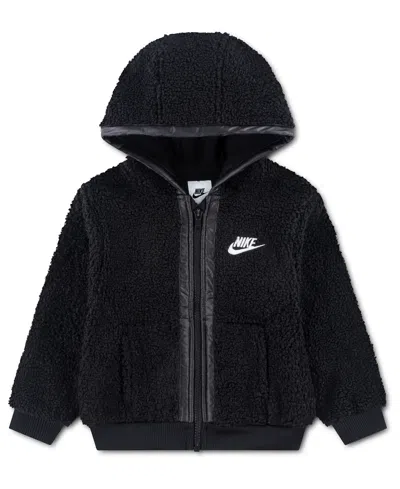 Nike Babies' Boys' And Girls' 2t-5t Lifestyle Essentials High-pile Fleece Full-zip Hoodie In Black