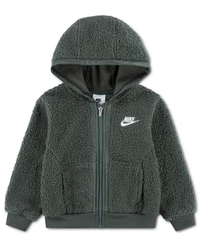 Nike Babies' Boys' And Girls' 2t-5t Lifestyle Essentials High-pile Fleece Full-zip Hoodie In Gray