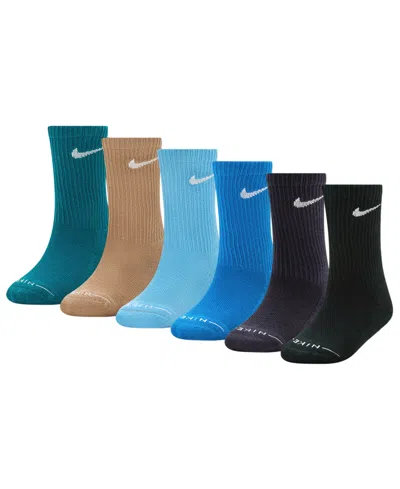 Nike Kids' Boys' And Girls' 4-7 Dri-fit Elevated Crew Socks, 6-pack In Multi