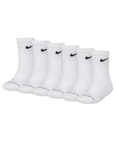 Nike Kids' Boys' And Girls' 4-7 Dri-fit Elevated Crew Socks, 6-pack In White