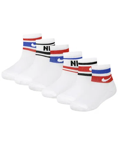Nike Kids' Boys' And Girls' 4-7 Varsity Cushioned Quarter Socks, 6-pack In White