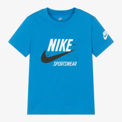 Nike Kids' Boys Blue Cotton Swoosh-print T-shirt