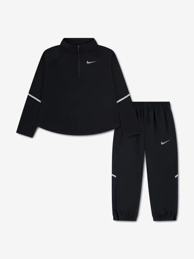 Nike Babies'  Boys Dri-fit Half Zip Top And Trousers Set In Black