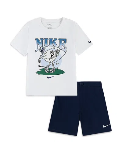 Nike Boys' Dri-fit Graphic Tee & Shorts Set - Little Kid In White
