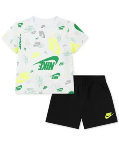 Nike Babies' Boys Girls 2t 7 Printed T Shirt French Terry Shorts 2 Piece Set In Multi
