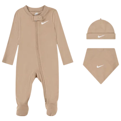 Nike Kids' Boys Infant  3 Piece Coveralls Bib Hat Set In Brown