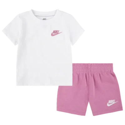 Nike Kids' Boys Infant   Club Lbr Knit Shorts Set In White/magic Flamingo
