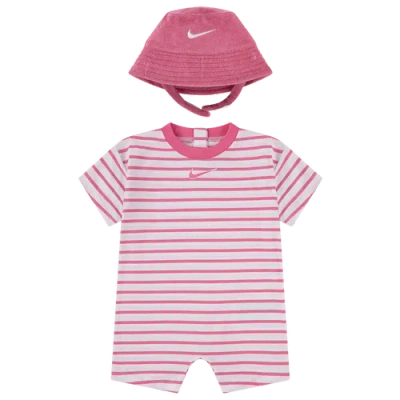 Nike Babies' Boys Infant   Romper With Bucket Hat In Pink