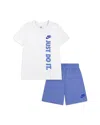 Nike Boys' Logo Graphic Tee & Shorts Set - Little Kid In Blue