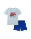 Nike Boys' Logo Tee & Shorts Set - Little Kid In Blue