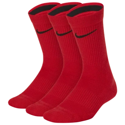 Nike Kids' Boys  3 Pack Elite Crew Socks In Red