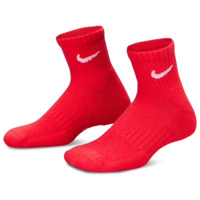 Nike Kids' Boys  6 Pack Cushioned Quarter Socks In University Red/rush Orange