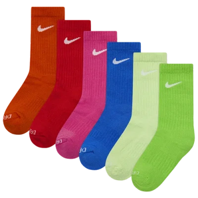 Nike Kids' Boys  6 Pack Dri-fit Performance Basic Crew Socks In Red